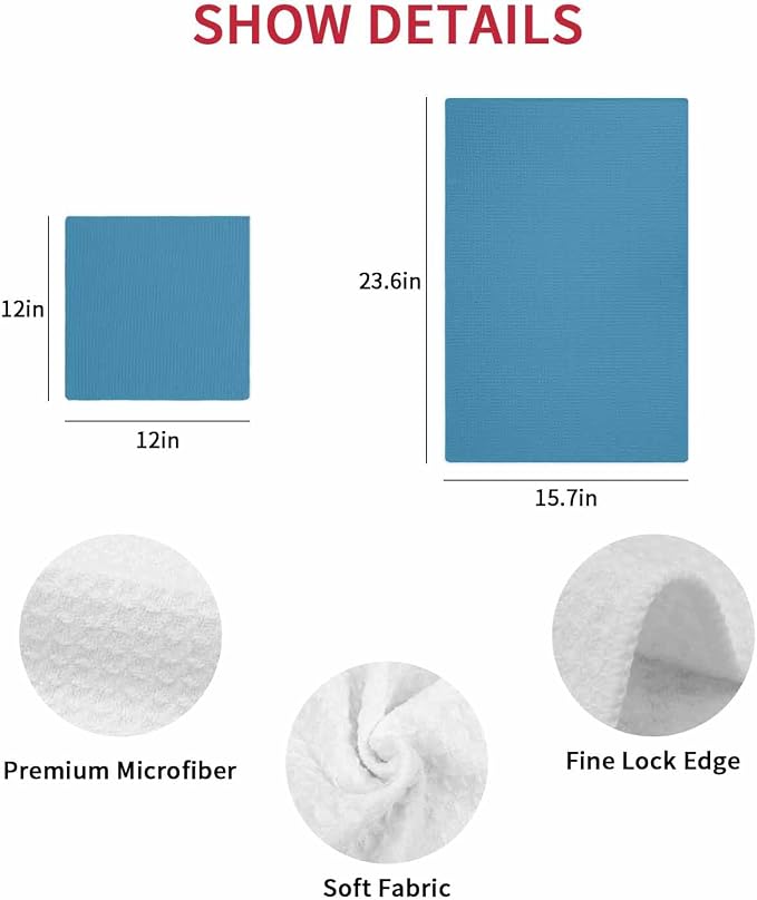 Teal Blue Dish Towels Set,Waffle Weave Kitchen Towels Microfiber Towels Cleaning,Modern Abstract Minimalist Coastal Ocean Wave Color Soft Absorbent Dish Drying Towels Hand Towels 4 Pack 15.7x23.6 Inch - Image 7