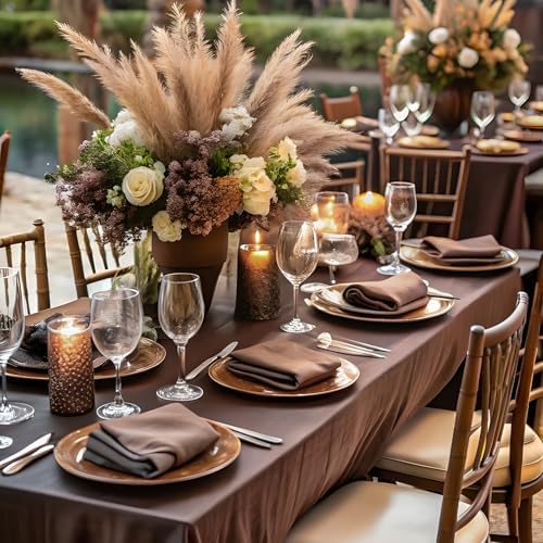 8 Pack Brown Tablecloth Rectangle 60 x 126 Inch for 8 Foot Tables - Image 3