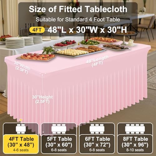 Smiry Spandex Elastic Fitted Table Cloth Skirt for 4FT Rectangle Table - Image 4
