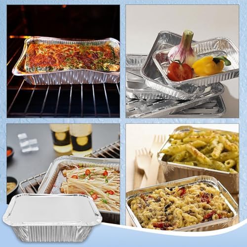 iHomeSet 200 Pack 1 lb Aluminum Foil Pans with Paper Lids | Take Out Food Containers for Catering, Baking, Roasting Food, Freezer Safe - Image 6