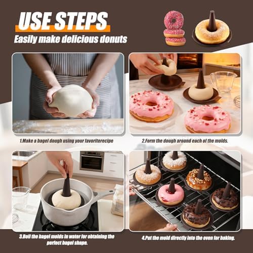 Donut Pan For Baking, Brown Bagel Molds, Pastry Molds For Baking Bagel, Doughnut, Cakes - Send Goods From Local Warehouse (12 PC) - Image 3