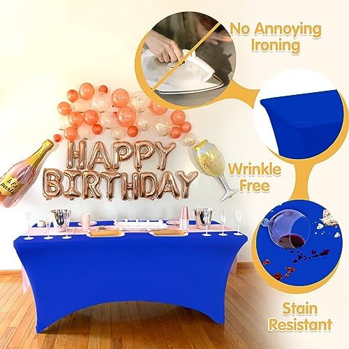 BRILLMAX 6 Pack Royal Blue Spandex Table Covers for 6ft Rectangle Tables - Image 3