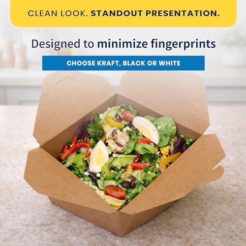 FC Meyer MeyerPak #8 Take Out Cartons, Leak & Grease Resistant Take Out Boxes, Disposable To Go Food Containers, Made from Recycled Materials, 6″ x 4 3⁄4” x 2 1⁄2“, Kraft, Pack of 15 - Image 3