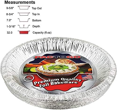 PACTOGO Aluminum Foil Pie Pan (Actual Top-Out 9-5/8 Inches - Top-In 8-3/4 Inches - Vertical Depth 1-3/16 Inches) - Disposable Baking Tin Plates (Pack of 200) - Image 7