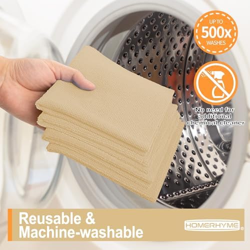 Microfiber Cleaning Cloth, 12 Pack Biege Cleaning Rags,12" X 11" Lint Free Dish Towels Wash Cloths, Reusable Microfiber Towels for Home and Kitchen Bathroom Apartment Cleaning Supplies - Image 7
