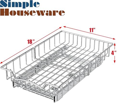 Simple Houseware Under Cabinet Pull Out Sliding Shelf Drawer, 18Dx11W - Image 2