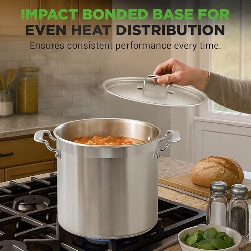 NutriChef Stainless Steel Stock Pot with Lid, 24 Quart Large Stock Pot with Lid for Soup & Stews, Heavy Duty Stainless Steel Cookware, Induction Base, Ergonomic Handles, Polished 18/8 - Image 6
