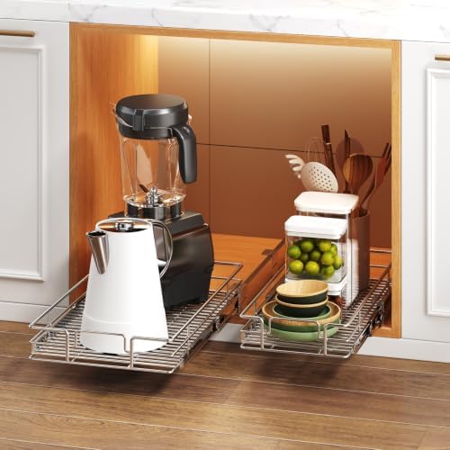 Pull Out Cabinet Organizer 13½" W x 21½" D, Heavy Duty Cabinet Pull Out Shelves, Slide Out Drawers Organization for Kitchen Cabinets Bathroom - Image 6