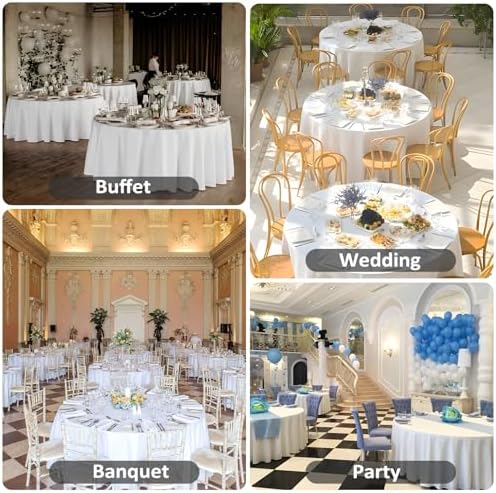 8 Packs 108 Inch White Round Tablecloth - Image 6