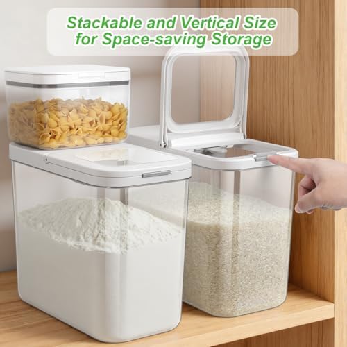 TBMAXS Rice Flour Storage Container - 12.7 Qt | 25 Lbs Crystal-Clear Plastic Food Storage Containers Bin with Pop-up Lid for Grains Beans, Dry Food Holder for Kitchen Pantry Organization and Storage - Image 6