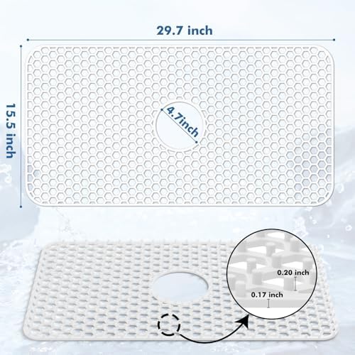 Bestjing Silicone Sink Protectors for Kitchen Sink-30"x 16" Center Drain - Image 3