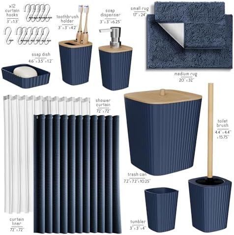 Clara Clark Bathroom Set, Bathroom Sets with Shower Curtain and Rugs - Image 2