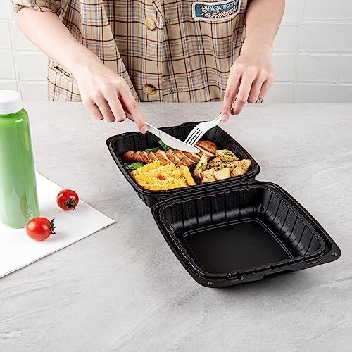 Restaurantware Plastic 28 oz Mineral Filled Clamshell Container, 100 Ct - Image 5