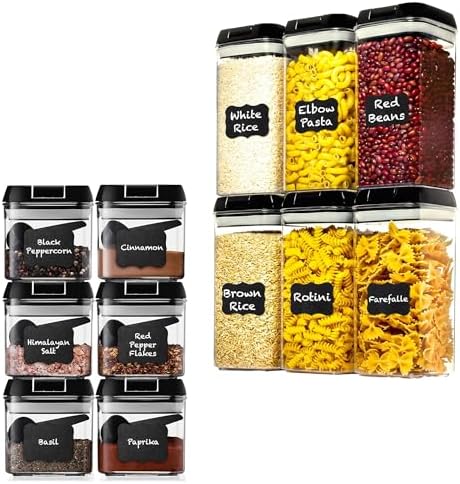 Shazo 6 PC (1.2L) Airtight Food Storage Containers Set & 6 PC (0.5L) Food Storage Containers With Airtight Lids - BPA Free Clear Plastic Storage containers for Kitchen & Pantry Organization by Shazo