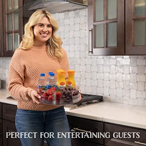 Oizeir Lazy Susan Turntable - Clear Acrylic, Removable Sections, Rotates 360 Degrees. Easily Organize Your Fridge, Cabinet or Counter. Great Carousel Storage for Food, Spices, Cosmetics. (4-Sections) - Image 4
