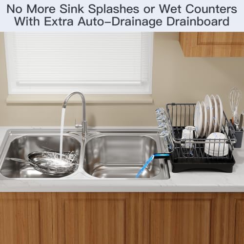 MAJALiS Grey Dish Drying Rack Over Sink with Utensil Holder, Drainboard - Image 5