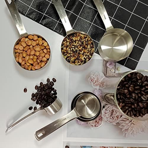 Measuring Cups Set, 18/8 Stainless Steel Measuring Cups for Dry & Liquid, Metal Measure Cups With Bonus Magnetic Conversion Chart for Kitchen & Baking - Image 4