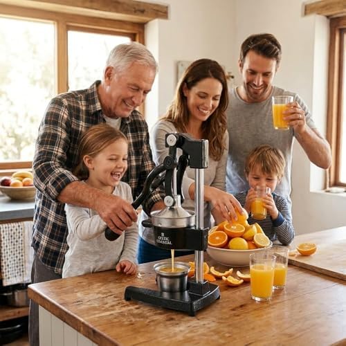 Cast Iron Juicer – Heavy Duty Manual Citrus Press | Hand Juicer Squeezer for Orange, Lemon, Lime, Grapefruit & Pomegranate | Countertop Juice Press with Stainless Steel Cup & Removable Strainer, Black - Image 7