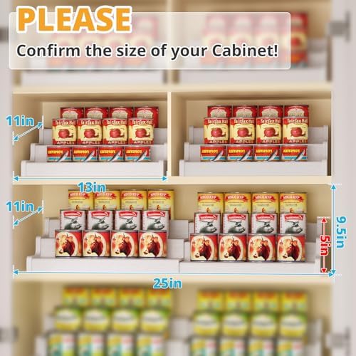 3-Tier Expandable Bamboo Can Organizer for Pantry, Holds 24 Cans, White | Adjustable Can Storage Rack for Kitchen Cabinets, Soda & Canned Goods Holder for Pantry Organization, White (Patent Pending) - Image 3