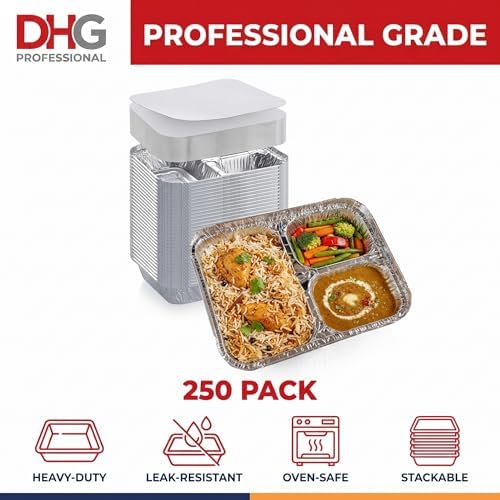 Disposable Aluminum Foil Tray with Paper Board Lids (Case of 250 sets) – L 8 1/2" x W 6 1/2" x H 1 1/2" 3-Compartment Foil Pan - Image 6