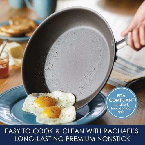 Rachael Ray Cucina Nonstick Cookware Pots and Pans Set, 14-Piece, Sea Salt Gray - Image 3