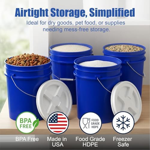 ePackageSupply 5 Gallon Bucket - Food Grade w/Lid BPA-Free, Blue/White, 3 | Airtight Gamma Seal Screw-On Lid, Heavy-Duty 90 Mil HDPE Plastic, Food Safe and Durable Container, Bulk Storage, Made in USA - Image 2