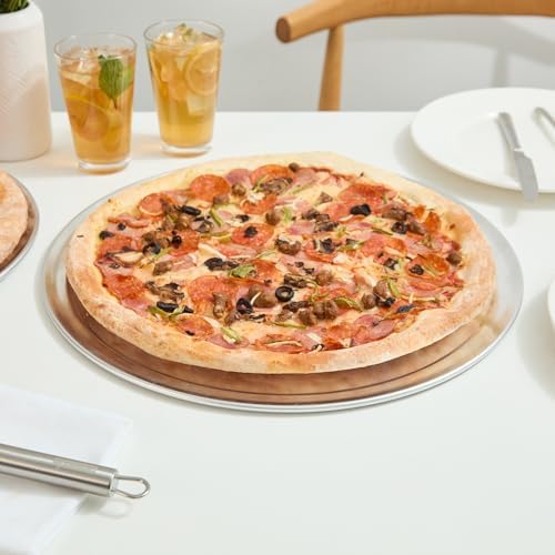 Restaurantware 16 Inch Aluminum Pizza Pan 12 Count Wide Rim Silver Pizza Pan, Heat Conductive Round Pizza Tray, Lightweight Corrosion-Resistant Serving Tray For Restaurant Or Home Use - Image 4