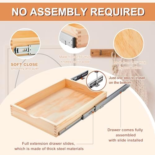 Sintuff 1 Pack Wooden Pull out Tray Cabinet Organizer, 15'' X 21'' - Image 3