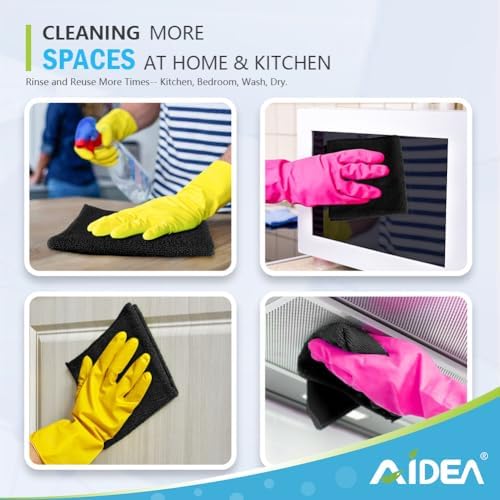 AIDEA Black Microfiber Cleaning Cloth-100PK, Reusable Cleaning Rags 12"x12" - Image 6