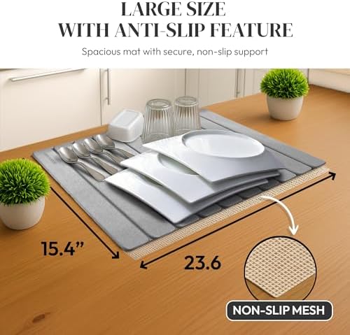 Foldable Kitchen Drying Stone, Stone Drying Mat for Kitchen Sink, 24" x 16" - Image 5