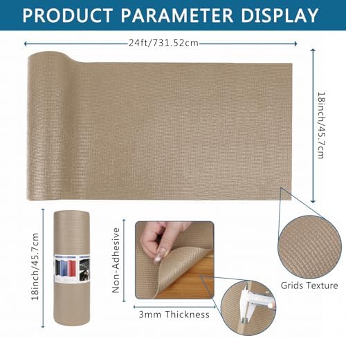 Foam Toolbox Liner Drawer Liner, Non-Slip Shelf Liners 18" W x 288" L Khaki - Image 2