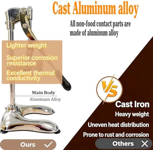 2IN1 Cast Aluminum Manual Citrus Juicer Hand Press,Upgraded of Iron,Funnel Cone in 304 Stainless Steel,H 17.72inch,Orange Lemon Pomegranate Squeezer Machine Heavy Duty,Electroplate Surface(Silver) - Image 4