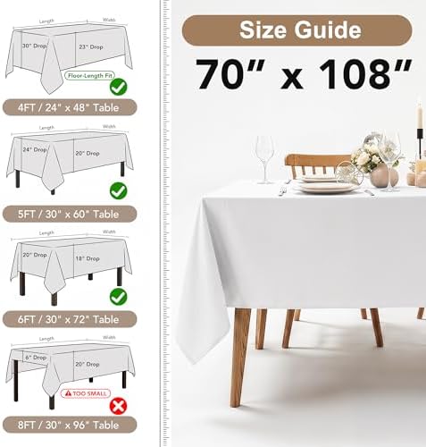 Fitable 6 Pack Burgundy Tablecloths 70x108 Inch for 6 Foot Rectangle Tables - Image 5