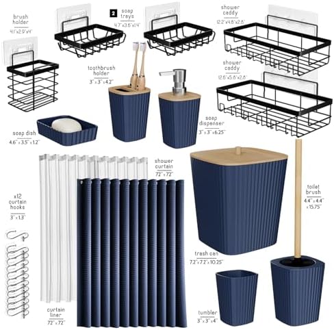 Clara Clark Bathroom Set, Shower Curtain Set and Shower Caddy Hanging - Image 3