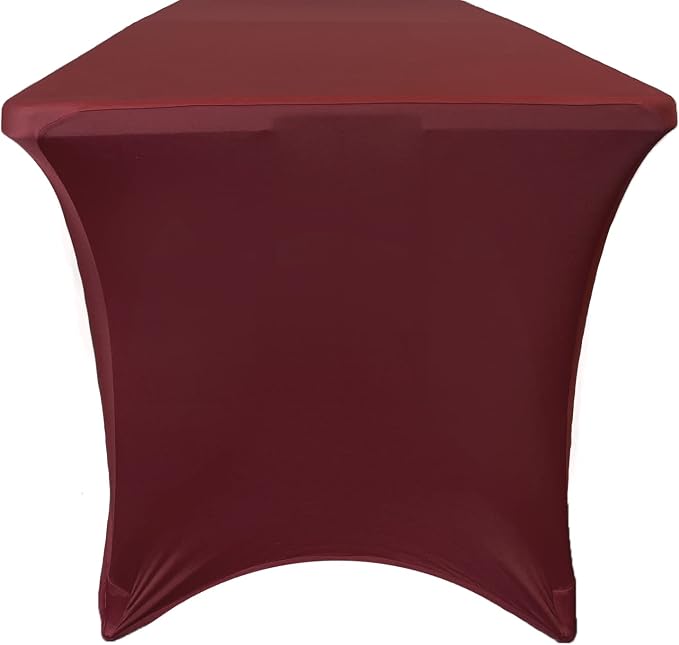 YOUR CHAIR COVERS Rectangular Spandex Table Covers 6ft Fitted Tablecloth Wedding Event Patio Decorations Elastic Fabric Stretch Tables Cover for 6 ft Folding Table (Burgundy) - Image 3