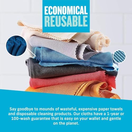 E-Cloth Glass & Polishing Cloths, Premium Microfiber Glass Cleaner, Great for Windows, Glass and Mirrors, Washable and Reusable, 100 Wash Guarantee, Assorted Colors, 8 Pack - Image 5