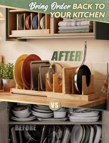 INMAKER Pots and Pans Organizer Under Cabinet, Expandable Pot and Pan Rack - Image 5