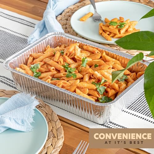 PLASTICPRO 10 Pack Aluminum Pans 12.5'' x 9" Disposable Pans with Covers Heavy Duty 8 lb Foil Pans for Baking and Cooking - Image 2