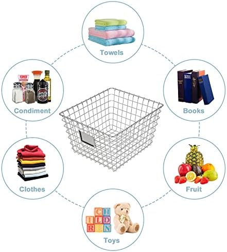 JUNCHU CHERRY 【Extra Large】 Wire Handmade Basket 4 Packs, Kitchen Bathroom Storage, Household Goods Storage, Wardrobe Basket,Silver - Image 3