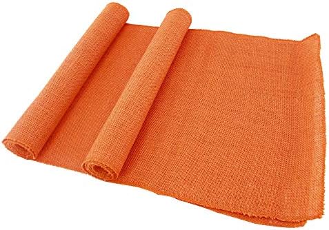 BambooMN Orange 15" x 88" Vintage Burlap Table Runner for Rustic Wedding Bridal Shower Bachelorette Graduation Party Table Decor Decorations, 30 Pieces by BambooMN