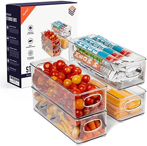ClearSpace Plastic Pantry Organization and Food Storage Bin, 4 Pack | Clear food storage bins keep pantry, fridge, and kitchen essentials organized while maximizing storage space and easy access by ClearSpace