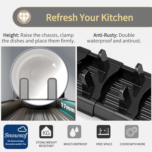 Dish Drying Rack, Stainless Steel Adjustable Bowl Plate Drainer, Pot Lid Holder, Cabinet Organizer for Cutting Boards, Cooling Racks, Pots & Pans (15.7 inch) - Image 5