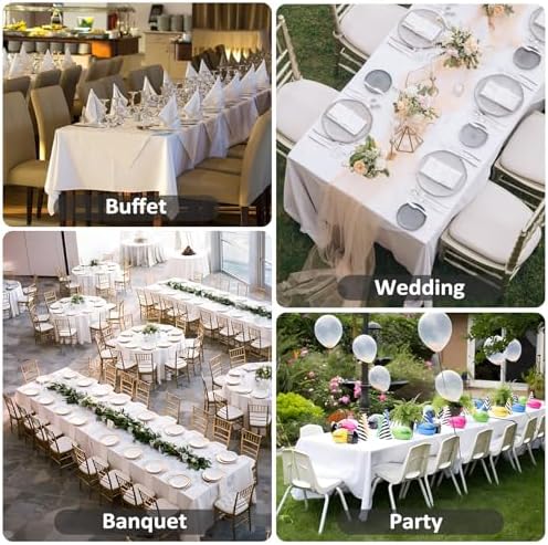 8 Pack White Rectangular Table Cloth 60 x 126 Inch for 8 Foot Table - Image 6