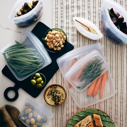 Stasher Premium Reusable Silicone Food Storage Bags, 6-Pack, Clear | Food-Safe Silicone, Eco-Friendly, Reusable Freezer Bags, Microwave, Dishwasher, Oven, Snack Bags, Lunch Containers, Meal Prep - Image 2