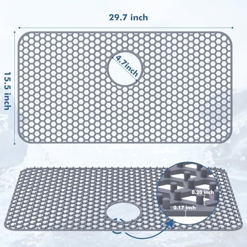 Bestjing Silicone Sink Protectors for Kitchen Sink-30"x 16"Rear Drain - Image 3