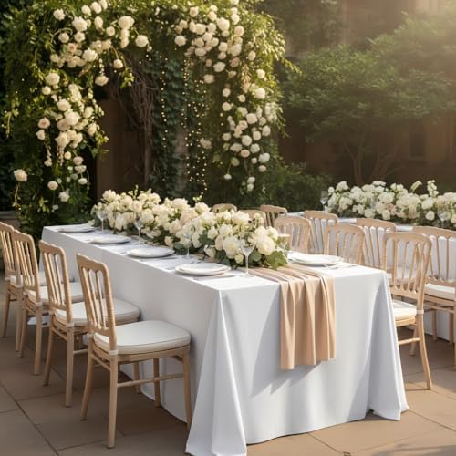 Fitable White Tablecloths for Rectangle Tables, 12 Pack - 70 x 120 Inches - Reusable and Washable Table Clothes for 6-8 Ft Tables, Polyester Fabric Table Covers for Wedding, Party, Banquet - Image 2
