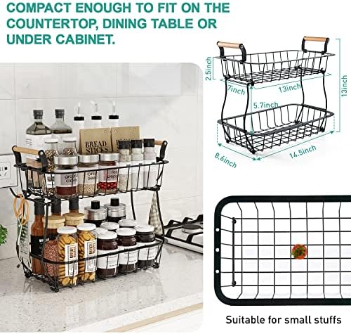 ANTOPY 2 Tier Fruit Basket with 2 Banana Hangers & Dish Drying Rack Small Dish Rack, Dish Racks for Kitchen Counter - Image 4