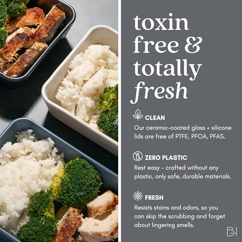 Glass Food Storage Container with Lid, 3-Cup Small Rectangle | Microwave-Safe Airtight Lid, Oven-Safe Ceramic-Coated Glass | Zero Plastic, No PFAS/PFOA/BPA, Reusable [Crema] - Image 3
