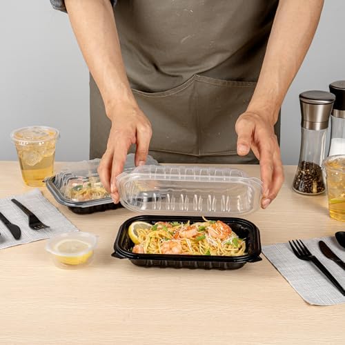 Restaurantware 24 oz Black Plastic Clamshell Container, 50 Pack - Image 4
