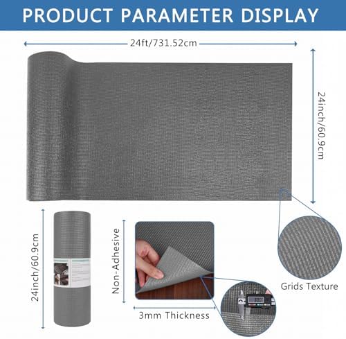 Foam Toolbox Liner Drawer Liner, Non-Slip Shelf Liners 24" W x 288" L Gray - Image 2